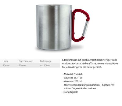 Herzschlag Berge und Deutschland Flagge - Karabiner Tasse berge wandern