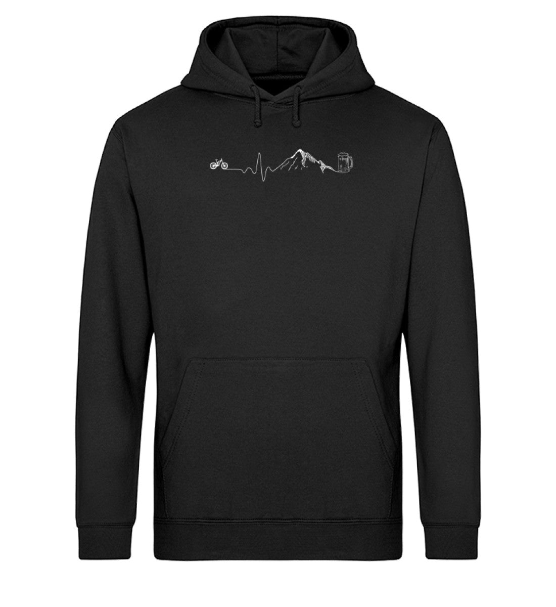 Herzschlag Berge, Bike und Bier - Unisex Organic Hoodie mountainbike Schwarz