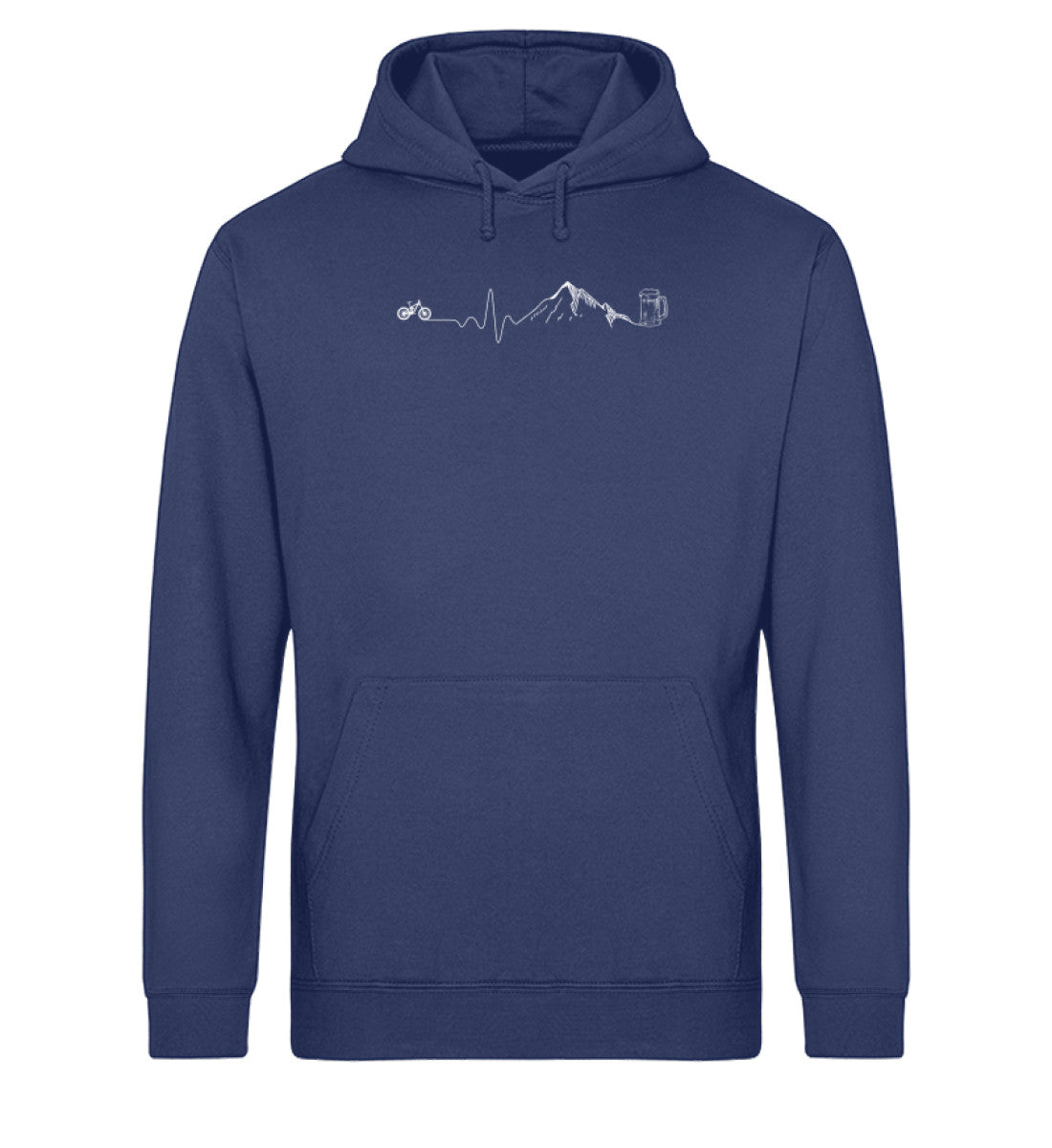 Herzschlag Berge, Bike und Bier - Unisex Organic Hoodie mountainbike Navyblau