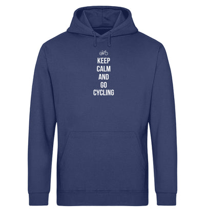 Keep calm and go cycling - Unisex Organic Hoodie fahrrad Navyblau