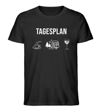 Tagesplan Kaffee, Camping und Wein - Herren Premium Organic T-Shirt camping Schwarz