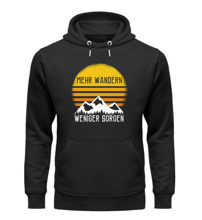 Mehr Wandern weniger Sorgen - Unisex Premium Organic Hoodie wandern Schwarz