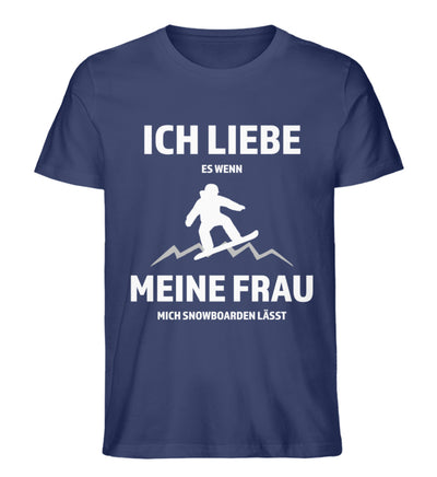 Ich liebe meine Frau - Snowboarden - Herren Organic T-Shirt snowboarden Navyblau