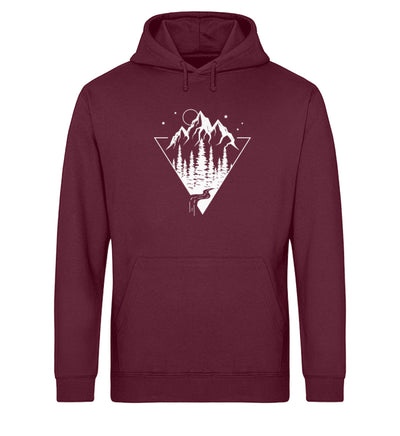 Berge Geometrisch - Unisex Organic Hoodie berge wandern Weinrot