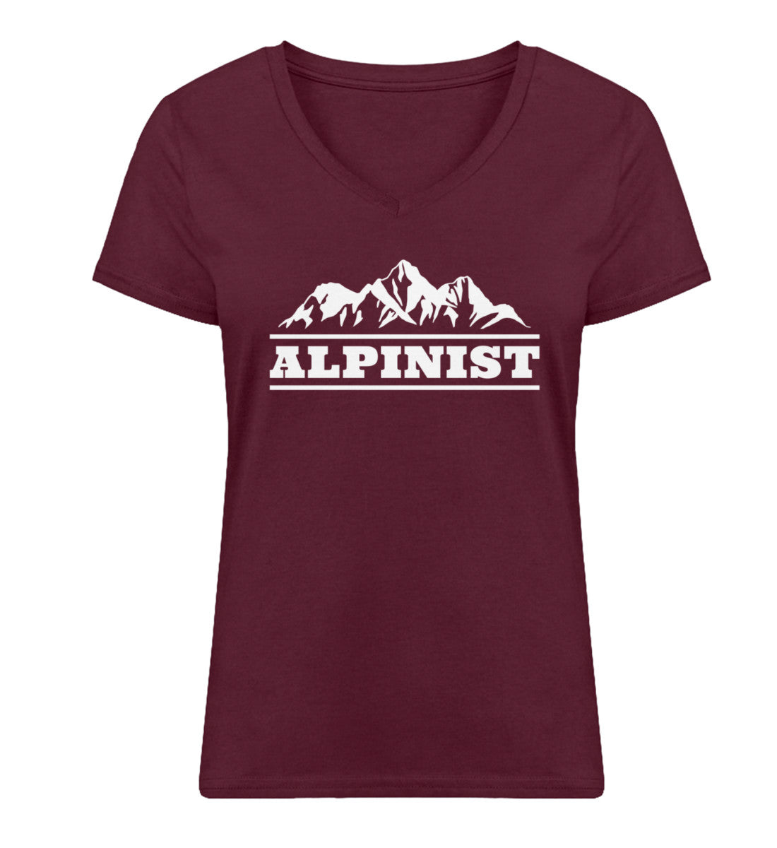 Alpinist - Damen Organic V-Neck Shirt berge wandern Weinrot