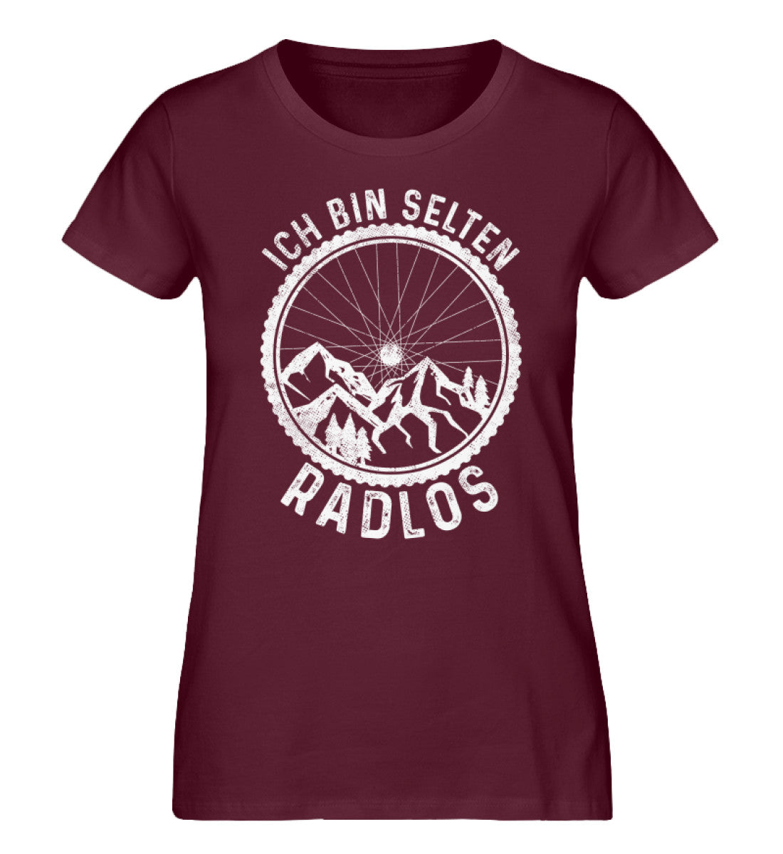 Ich bin selten radlos - Damen Organic T-Shirt fahrrad mountainbike Weinrot