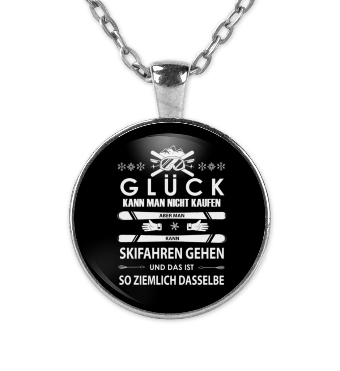 Glück kann man sich nicht kaufen - Halskette mit Anhänger klettern ski Silber