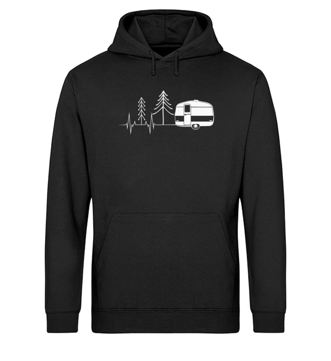 Herzschlag Wohnwagen - Unisex Organic Hoodie camping Schwarz