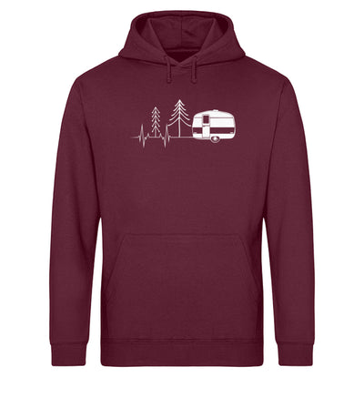 Herzschlag Wohnwagen - Unisex Organic Hoodie camping Weinrot