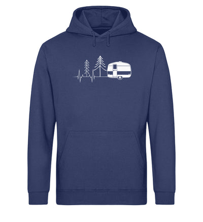 Herzschlag Wohnwagen - Unisex Organic Hoodie camping Navyblau