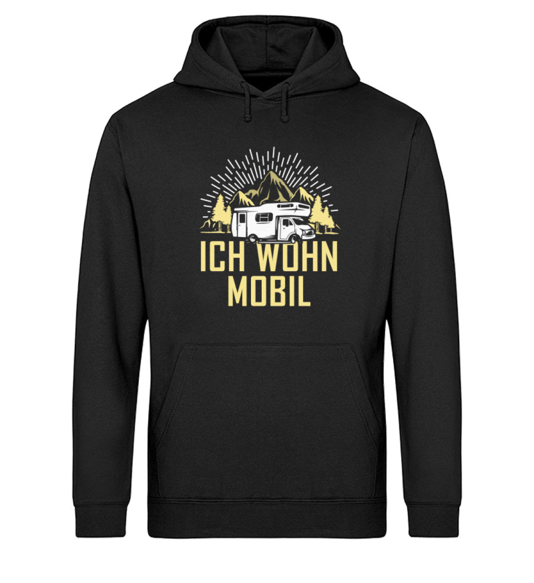 Ich wohn mobil - Unisex Organic Hoodie camping Schwarz