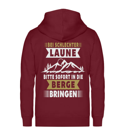 Bitte sofort in die Berge bringen ~ - Unisex Premium Organic Sweatjacke Weinrot