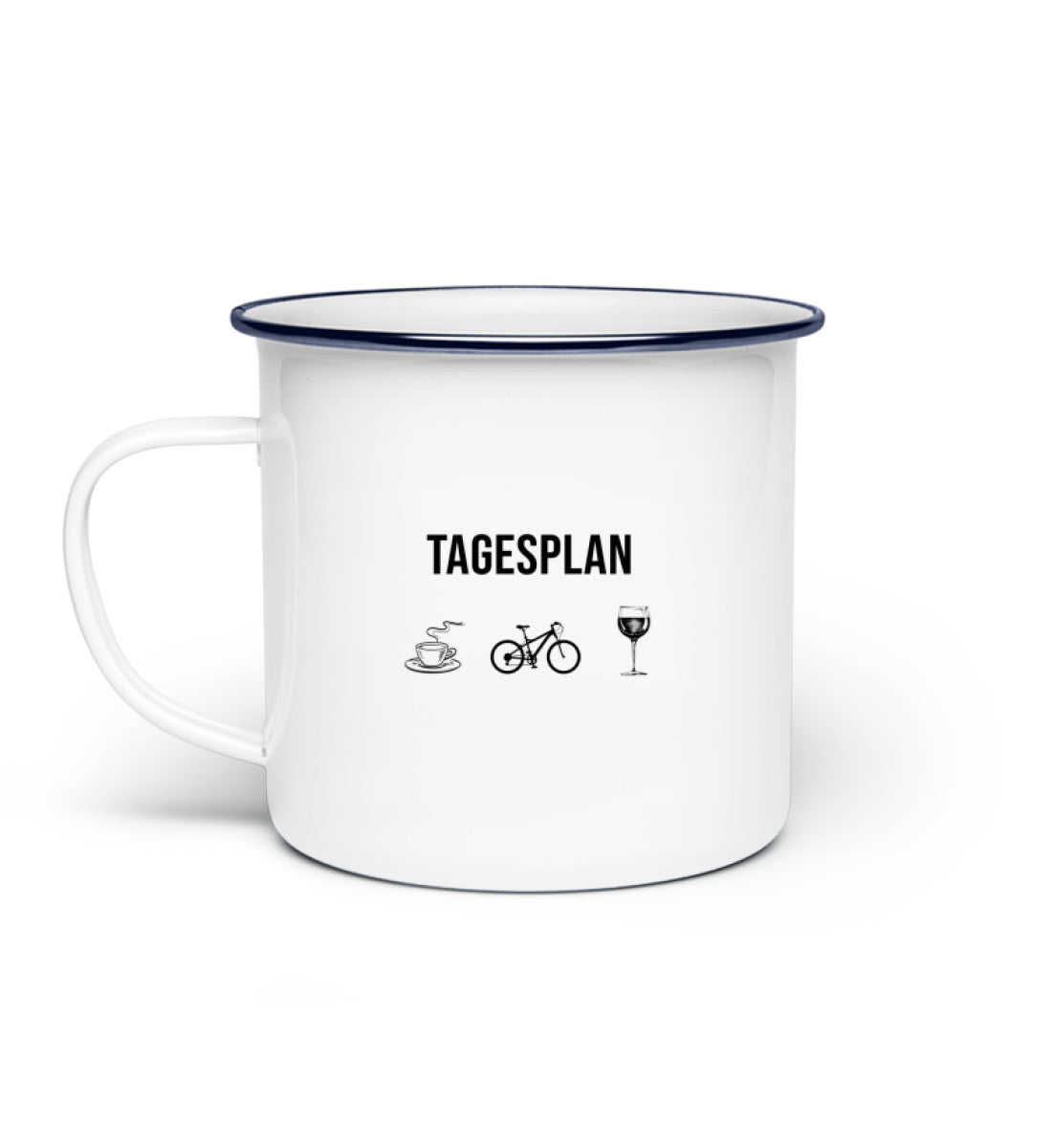 Tagesplan Kaffee, Fahrrad und Wein - Emaille Tasse fahrrad mountainbike Default Title