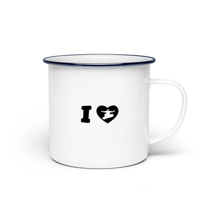 I Love Snowboard - Emaille Tasse snowboarden