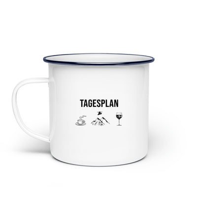 Tagesplan Kaffee, Snowboarden, Wein - Emaille Tasse snowboarden Default Title