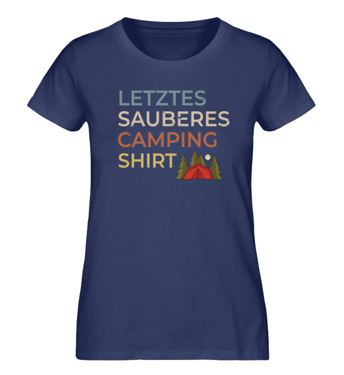 Letztes sauberes Camping Shirt - Damen Premium Organic T-Shirt camping Navyblau