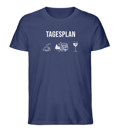 Tagesplan Kaffee, Camping und Wein - Herren Organic T-Shirt camping Navyblau