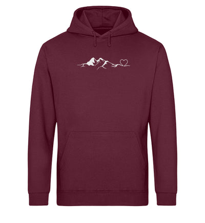 Bergverliebt - Unisex Organic Hoodie' berge klettern wandern Weinrot