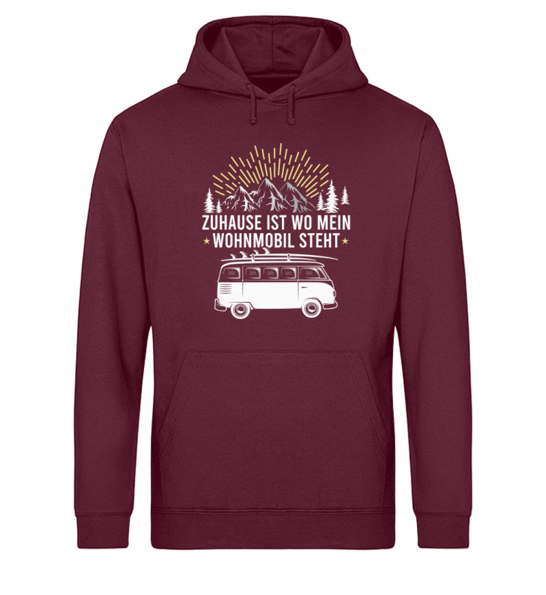 Zuhause ist wo mein Wohnmobil steht - Unisex Organic Hoodie camping Weinrot