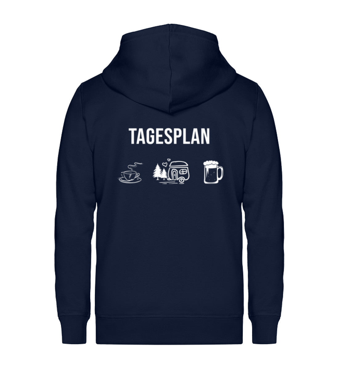 Tagesplan Kaffee, Camping und Bier - Unisex Premium Organic Sweatjacke camping Navyblau