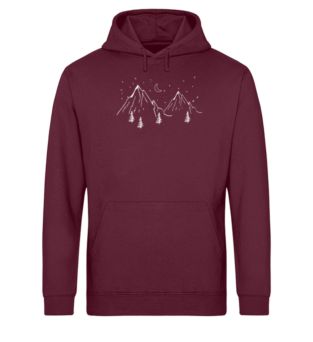 Berge und Mond - Unisex Organic Hoodie berge Weinrot