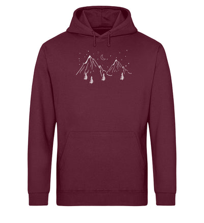 Berge und Mond - Unisex Organic Hoodie berge Weinrot