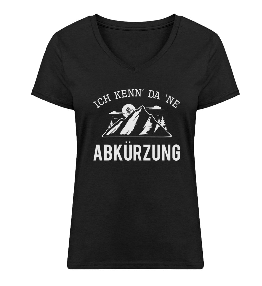 Ich kenn da ne Abkürzung - Damen Organic V-Neck Shirt mountainbike Schwarz