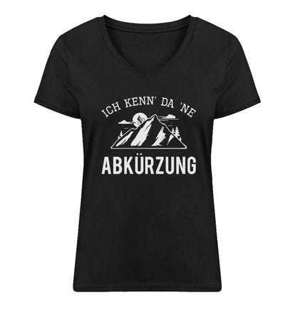 Ich kenn da ne Abkürzung - Damen Organic V-Neck Shirt mountainbike Schwarz