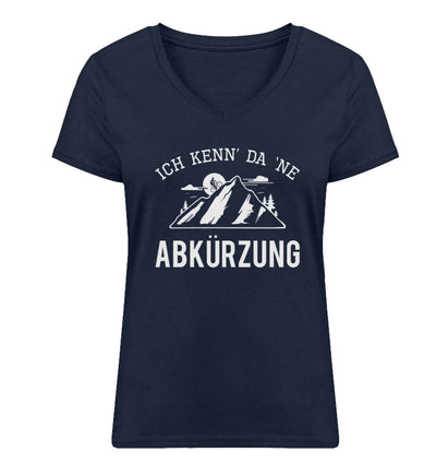 Ich kenn da ne Abkürzung - Damen Organic V-Neck Shirt mountainbike Navyblau