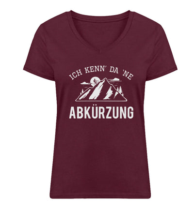 Ich kenn da ne Abkürzung - Damen Organic V-Neck Shirt mountainbike Weinrot