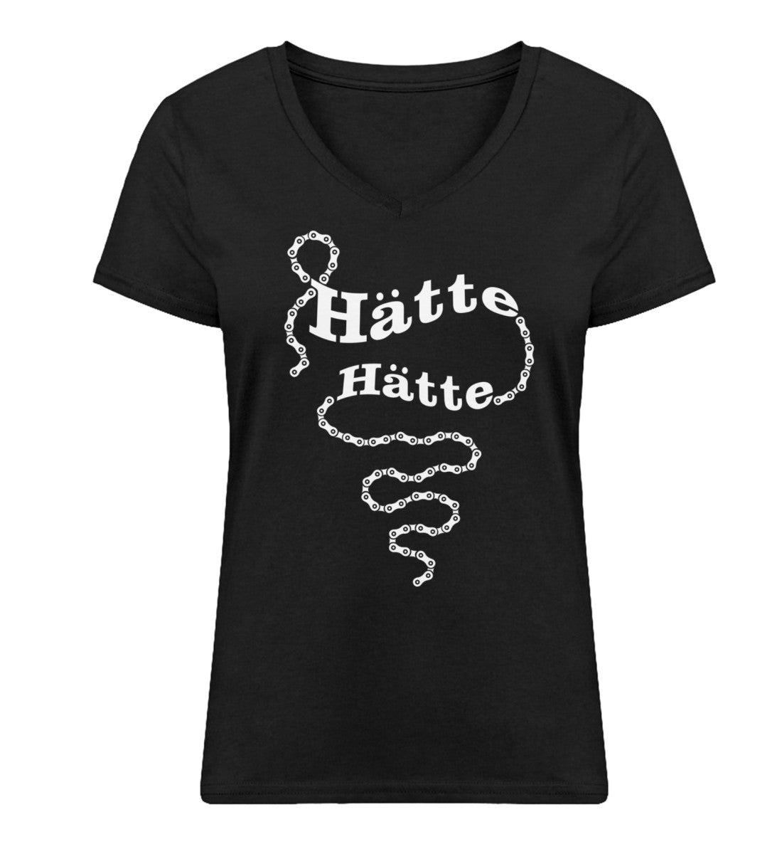 Hätte Hätte Fahrradkette - Damen Organic V-Neck Shirt fahrrad mountainbike Schwarz