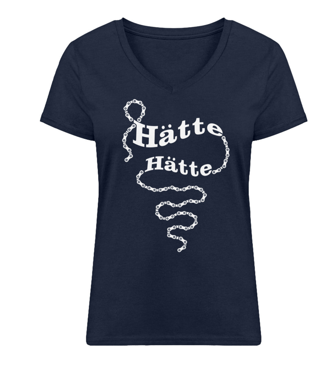 Hätte Hätte Fahrradkette - Damen Organic V-Neck Shirt fahrrad mountainbike Navyblau