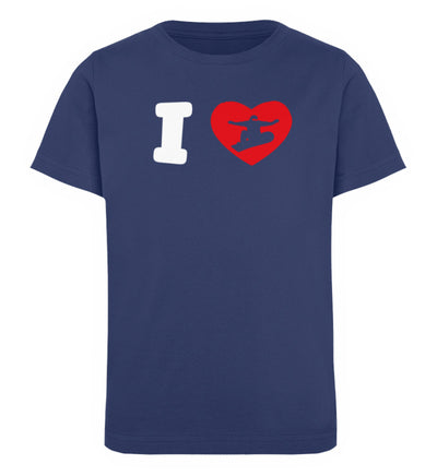 I Love Snowboard - Kinder Premium Organic T-Shirt snowboarden Navyblau