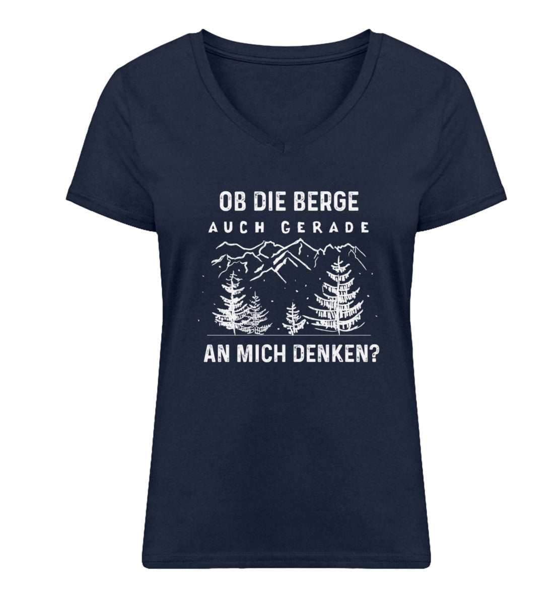 Ob die Berge auch gerade an mich denken - Damen Organic V-Neck Shirt berge Navyblau