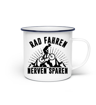 Rad fahren Nerven sparen - Emaille Tasse fahrrad