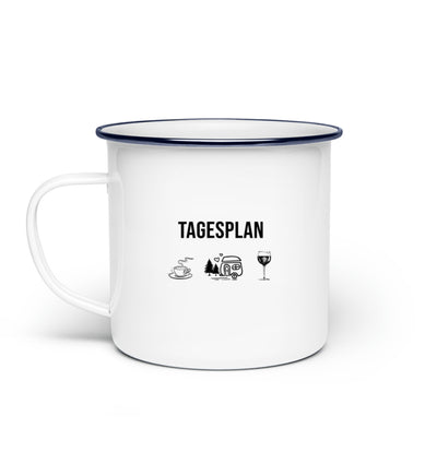 Tagesplan Kaffee, Camping und Wein - Emaille Tasse camping Default Title