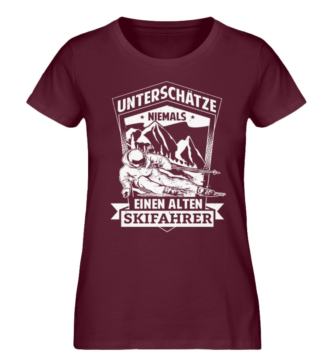 Unterschätze niemals nen alten Skifahrer - Damen Organic T-Shirt ski Weinrot