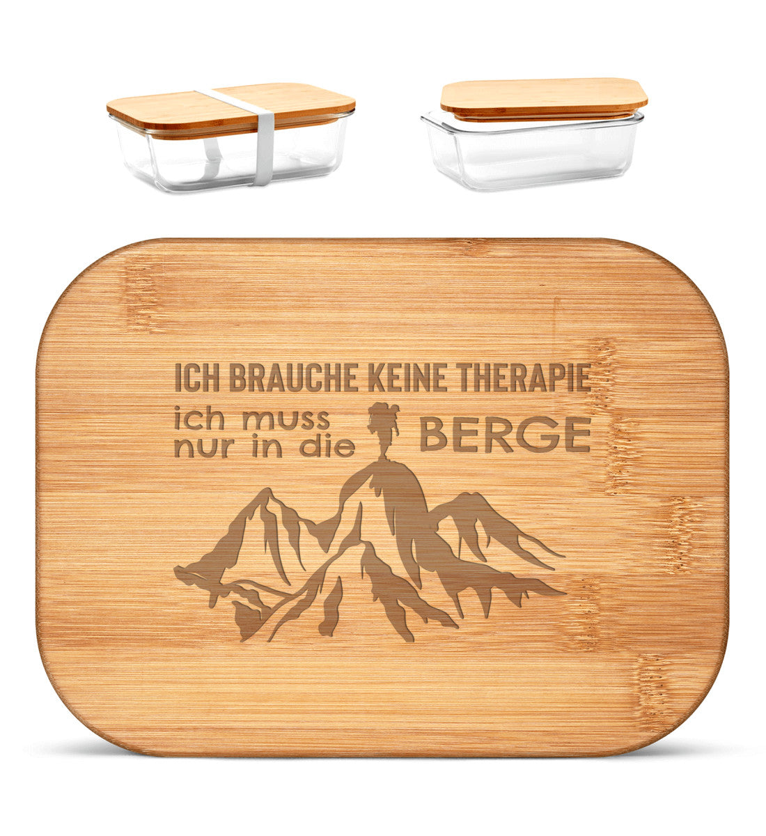 Therapie Ich muss nur in die Berge - ~ - Brotdose mit Holzdeckel (Gravur) Default Title