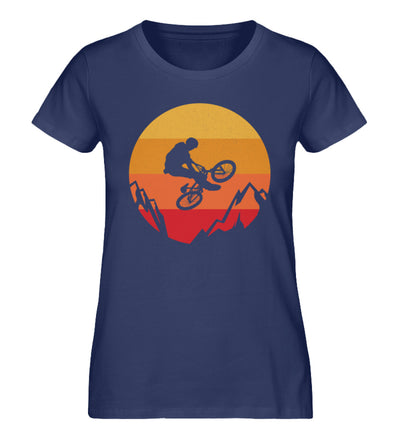 Stuntbikerin - Damen Organic T-Shirt mountainbike Navyblau