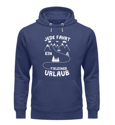 Jede Fahrt ein kleiner Urlaub - Unisex Premium Organic Hoodie fahrrad mountainbike Navyblau