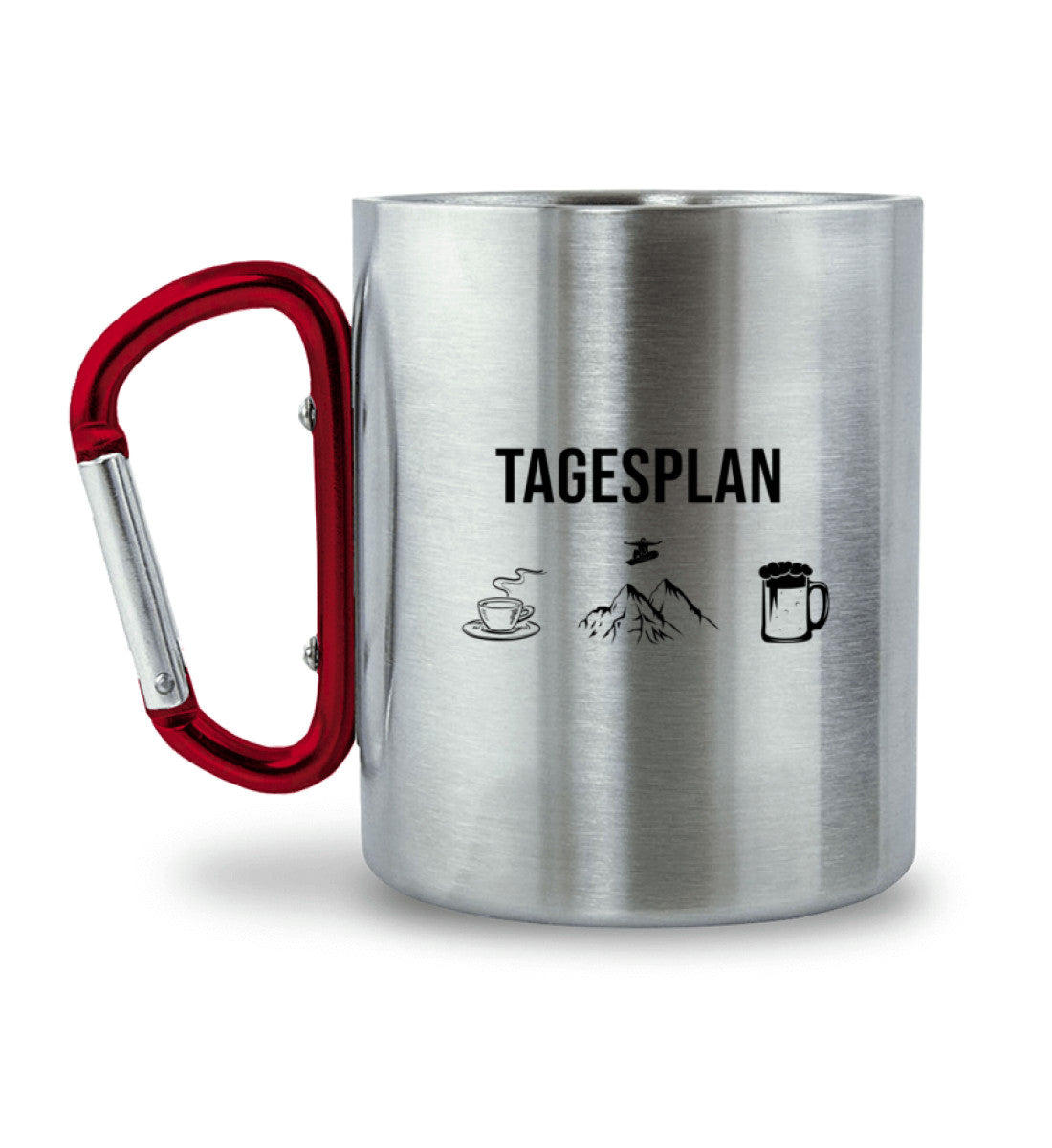 Tagesplan Kaffee, Snowboarden, Bier - Karabiner Tasse snowboarden