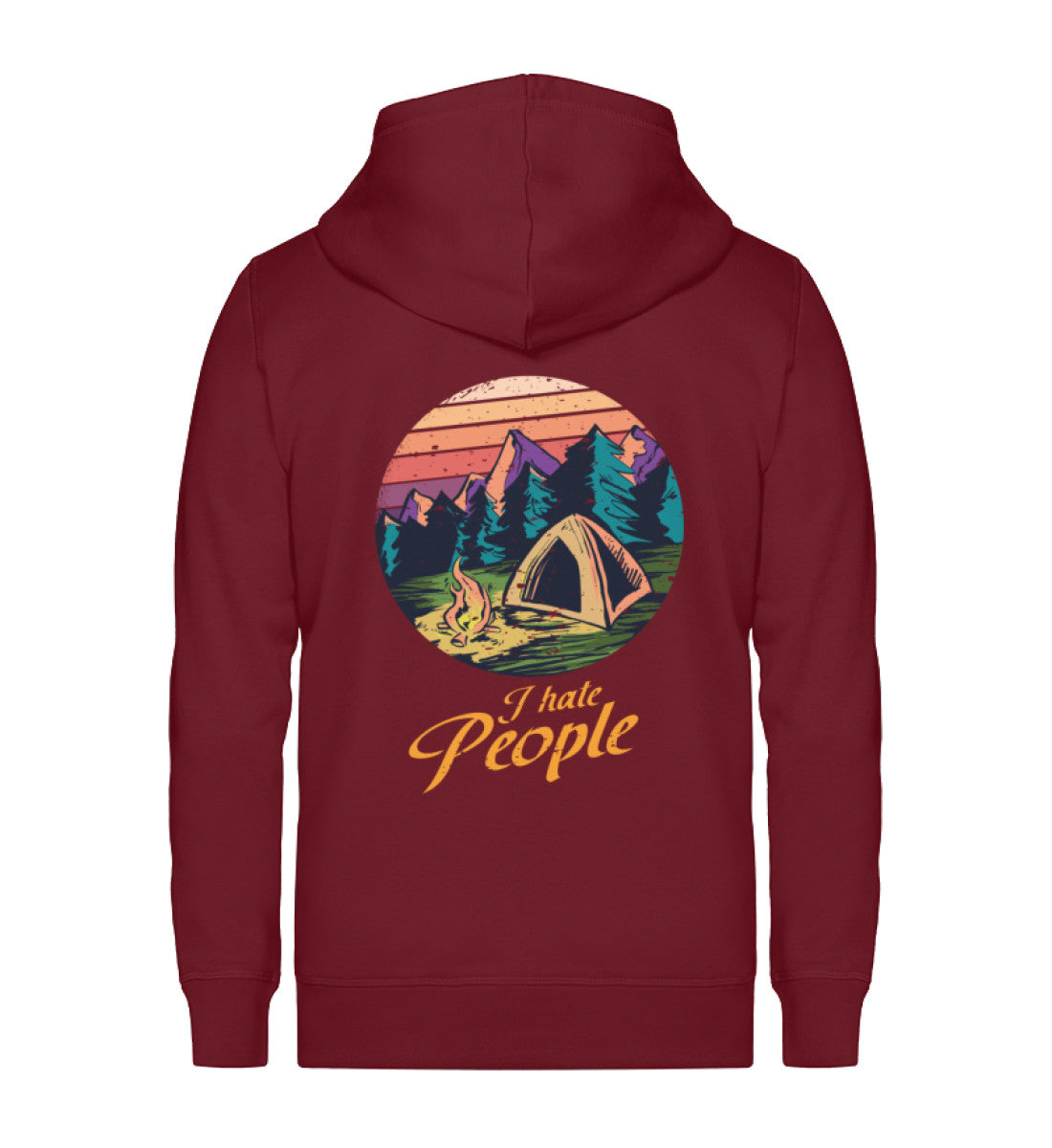 I hate People - Unisex Premium Organic Sweatjacke camping Weinrot