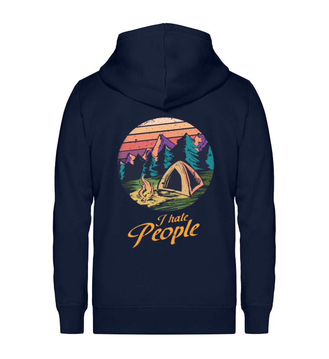 I hate People - Unisex Premium Organic Sweatjacke camping Navyblau