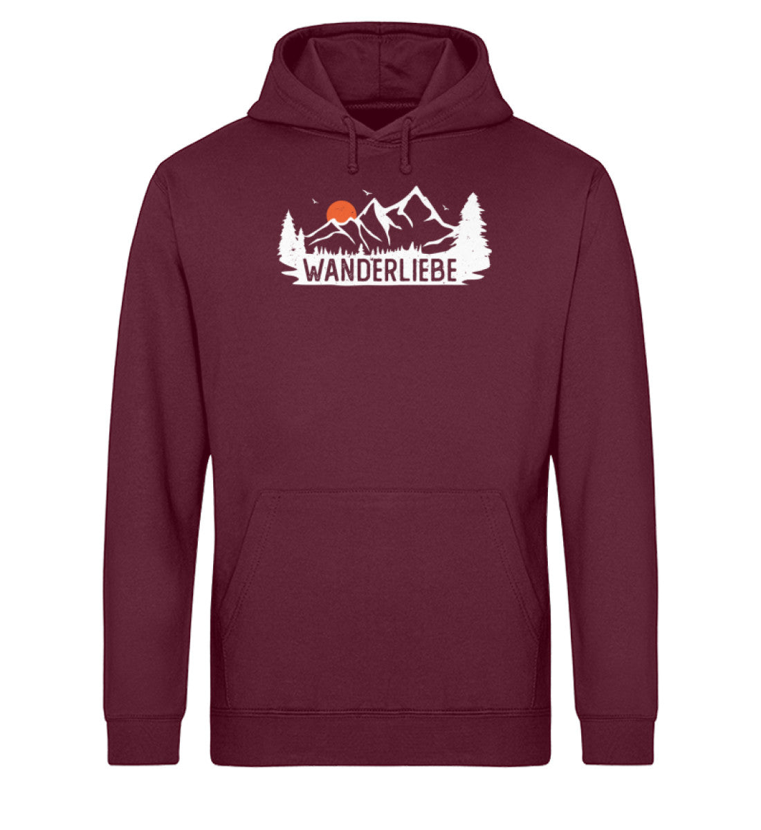 Wanderliebe, Berge und Sonne - Unisex Organic Hoodie wandern Weinrot