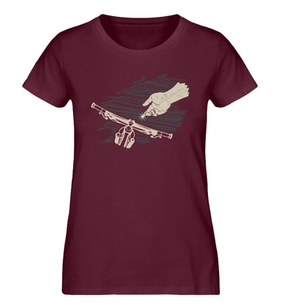 Stay with me- Damen Organic T-Shirt fahrrad mountainbike Weinrot