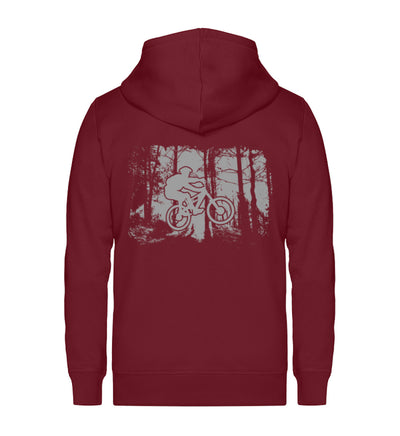 Mountainbiken im Wald - Unisex Premium Organic Sweatjacke mountainbike Weinrot