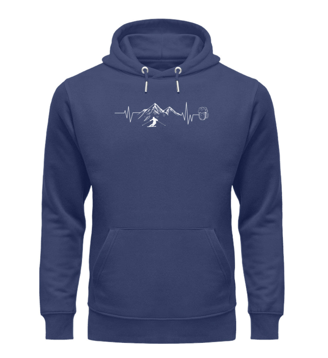 Herzschlag Berge, Bier und Ski - Unisex Premium Organic Hoodie Navyblau