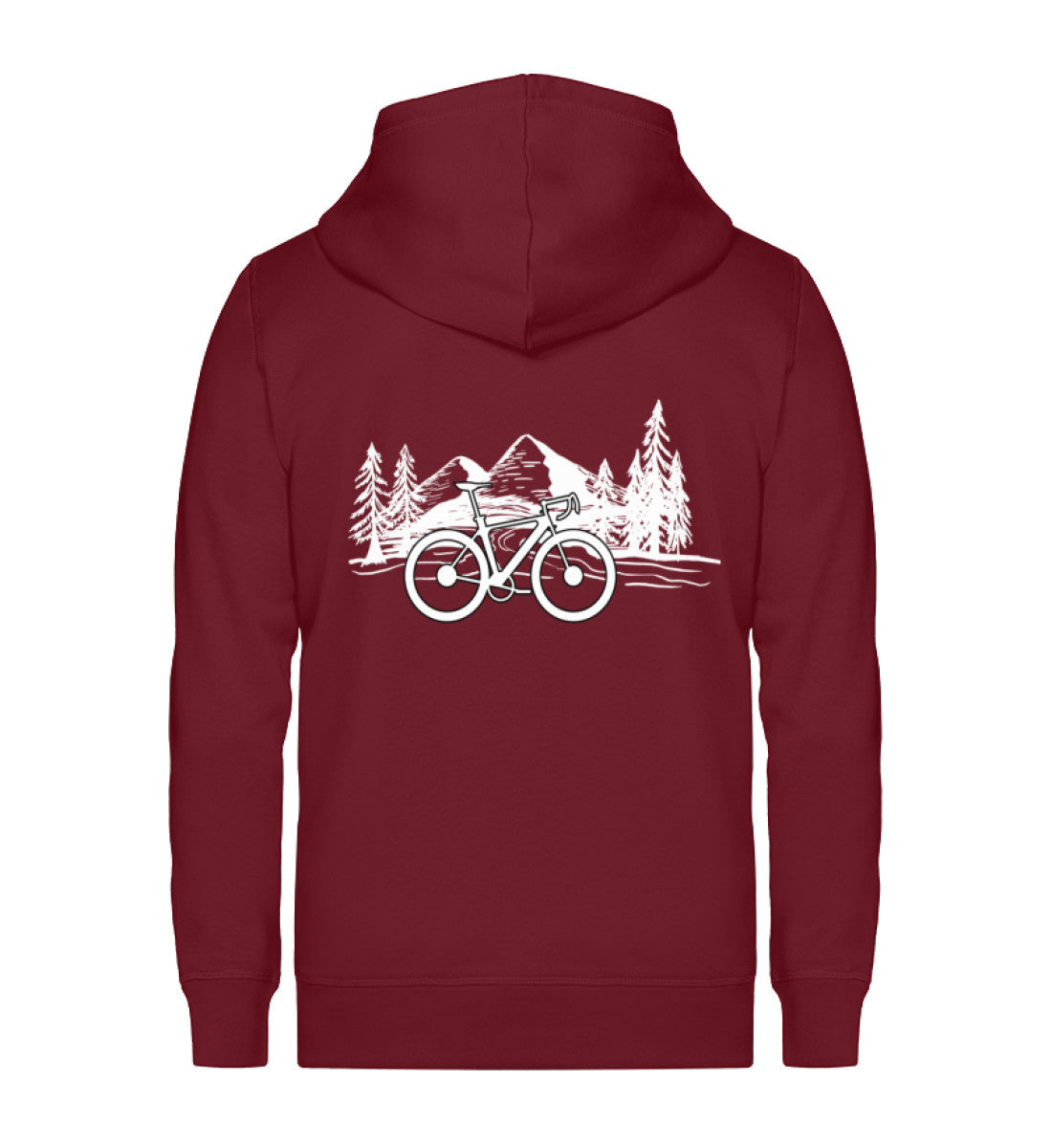 Fahrrad und Berge - Unisex Premium Organic Sweatjacke fahrrad mountainbike Weinrot