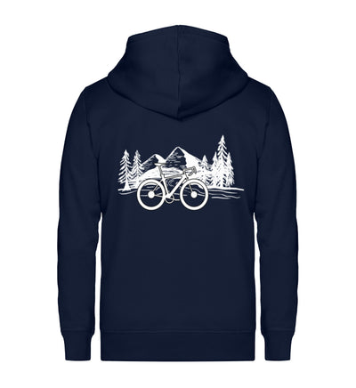 Fahrrad und Berge - Unisex Premium Organic Sweatjacke fahrrad mountainbike Navyblau