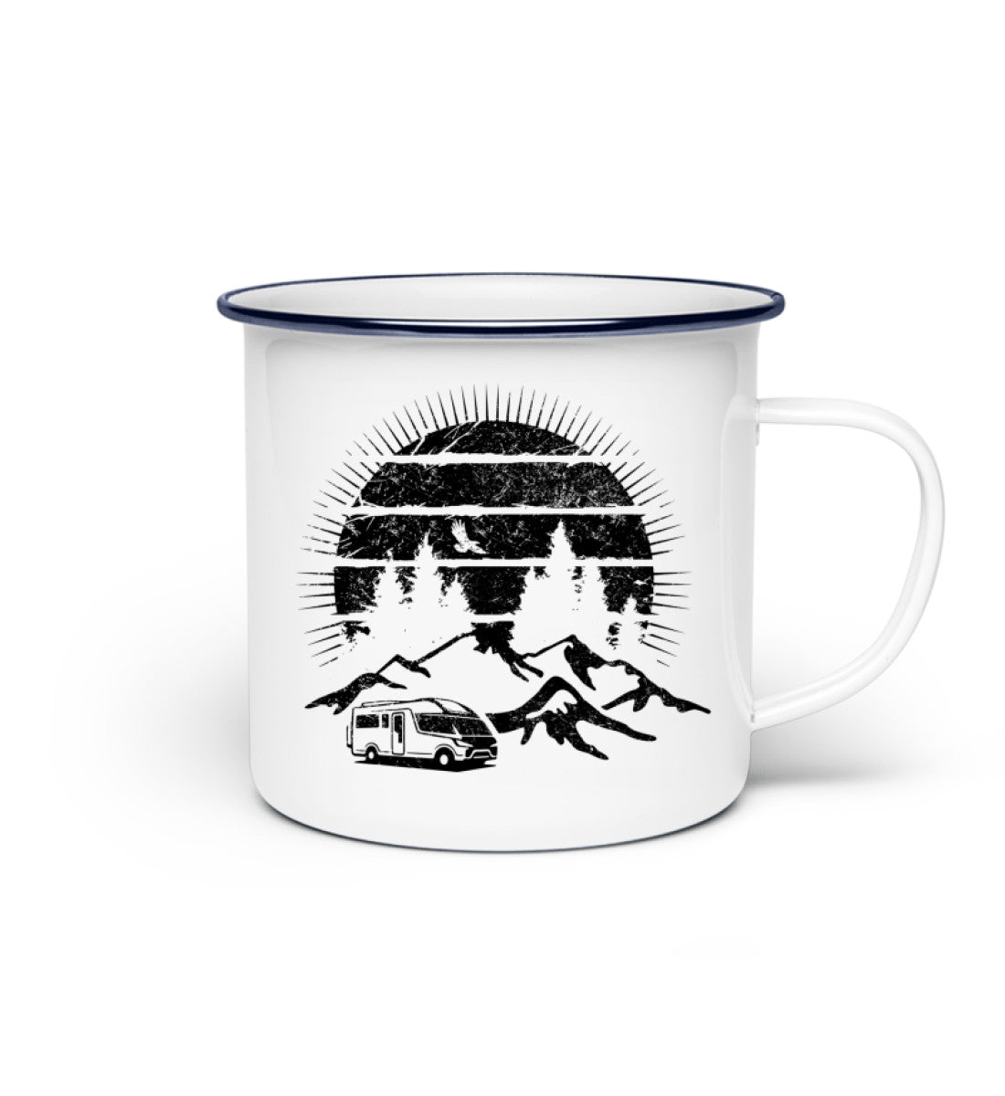 Wohnmobil Sonne Vintage - Emaille Tasse camping